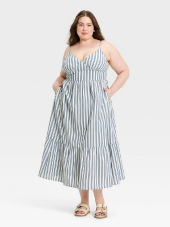 Universal Thread Dresses & Skirts - Women's Pullover Maxi A-Line Dress- Universal Thread"" Blue Striped XXL
